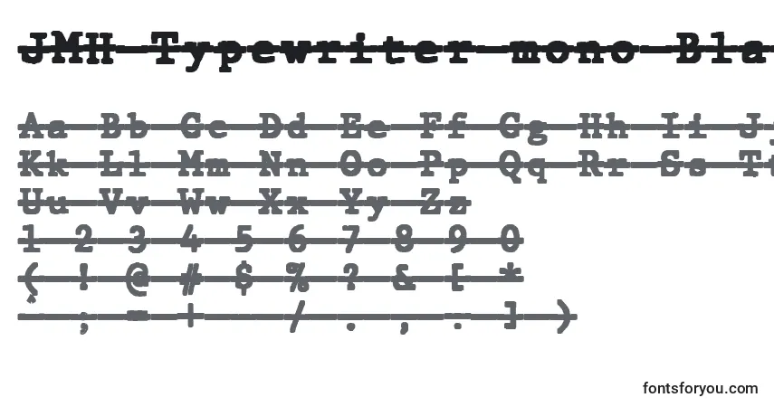 JMH Typewriter mono Black Over Font – alphabet, numbers, special characters