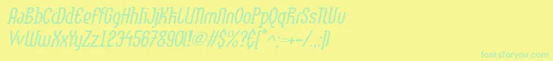 LinotypemethodLightoblique-Schriftart – Grüne Schriften auf gelbem Hintergrund