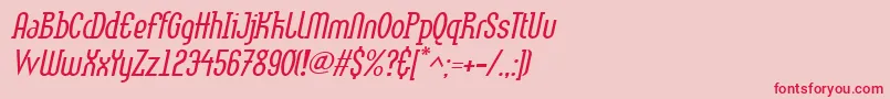 フォントLinotypemethodLightoblique – ピンクの背景に赤い文字