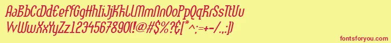 LinotypemethodLightoblique Font – Red Fonts on Yellow Background