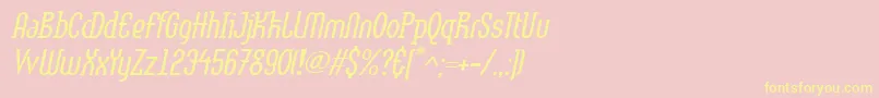 LinotypemethodLightoblique-Schriftart – Gelbe Schriften auf rosa Hintergrund