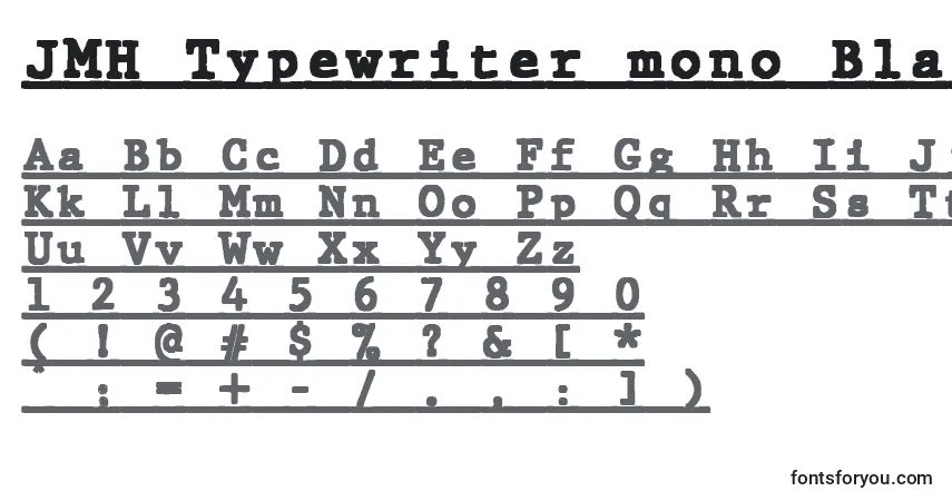 A fonte JMH Typewriter mono Black Under – alfabeto, números, caracteres especiais