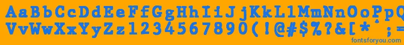JMH Typewriter mono Black-Schriftart – Blaue Schriften auf orangefarbenem Hintergrund