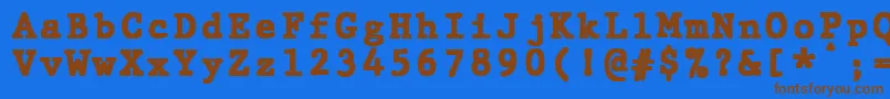 JMH Typewriter mono Black-Schriftart – Braune Schriften auf blauem Hintergrund