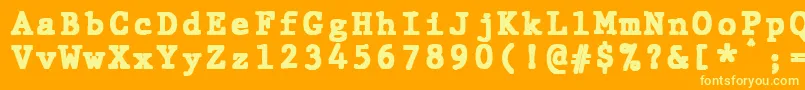 JMH Typewriter mono Black-Schriftart – Gelbe Schriften auf orangefarbenem Hintergrund