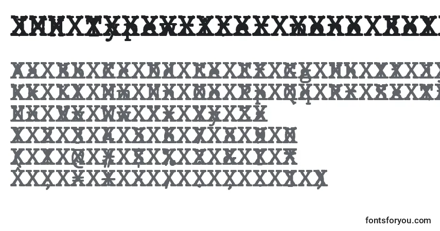 Шрифт JMH Typewriter mono Bold Cross – алфавит, цифры, специальные символы