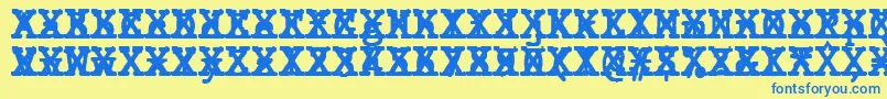 JMH Typewriter mono Bold Cross Font – Blue Fonts on Yellow Background