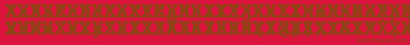 JMH Typewriter mono Bold Cross-Schriftart – Braune Schriften auf rotem Hintergrund