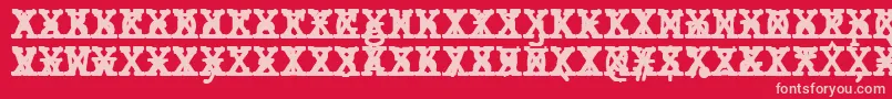 Czcionka JMH Typewriter mono Bold Cross – różowe czcionki na czerwonym tle