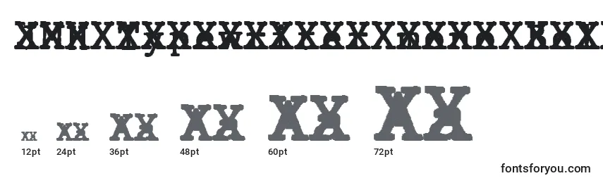 Rozmiary czcionki JMH Typewriter mono Bold Cross