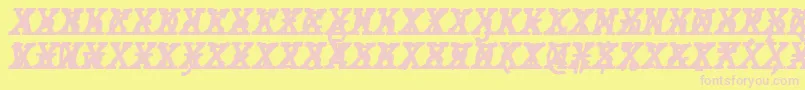 Fonte JMH Typewriter mono Bold Italic Cross – fontes rosa em um fundo amarelo