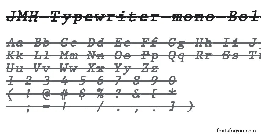 Schriftart JMH Typewriter mono Bold Italic Over – Alphabet, Zahlen, spezielle Symbole