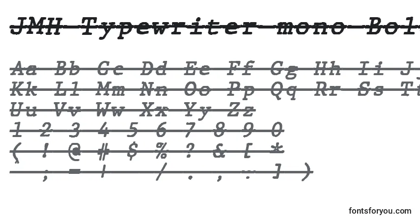 JMH Typewriter mono Bold Italic Over Font – alphabet, numbers, special characters