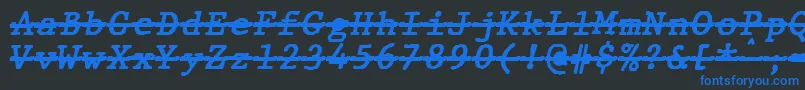 Fonte JMH Typewriter mono Bold Italic Over – fontes azuis em um fundo preto