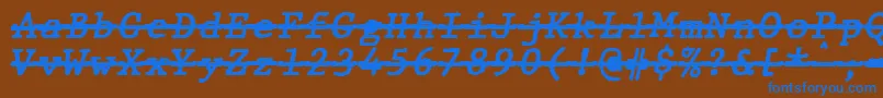 Fonte JMH Typewriter mono Bold Italic Over – fontes azuis em um fundo marrom