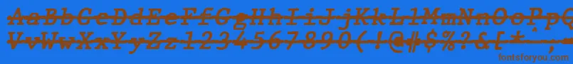 JMH Typewriter mono Bold Italic Over-Schriftart – Braune Schriften auf blauem Hintergrund