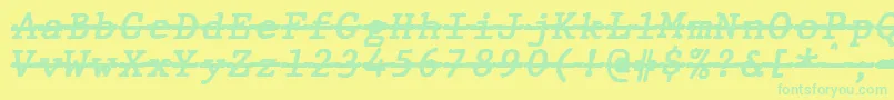 Fonte JMH Typewriter mono Bold Italic Over – fontes verdes em um fundo amarelo