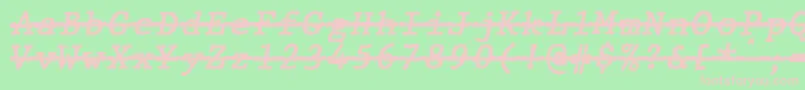 Fonte JMH Typewriter mono Bold Italic Over – fontes rosa em um fundo verde