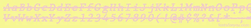 Fonte JMH Typewriter mono Bold Italic Over – fontes rosa em um fundo amarelo