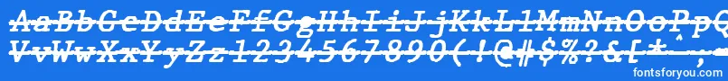 Fonte JMH Typewriter mono Bold Italic Over – fontes brancas em um fundo azul