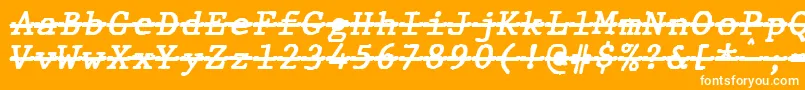 Fonte JMH Typewriter mono Bold Italic Over – fontes brancas em um fundo laranja