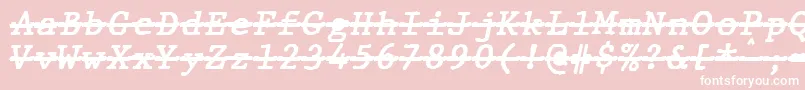 Fonte JMH Typewriter mono Bold Italic Over – fontes brancas em um fundo rosa