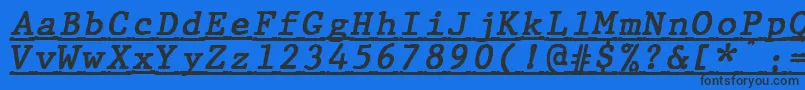 Fonte JMH Typewriter mono Bold Italic Under – fontes pretas em um fundo azul