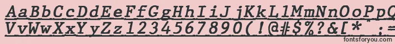 Fonte JMH Typewriter mono Bold Italic Under – fontes pretas em um fundo rosa