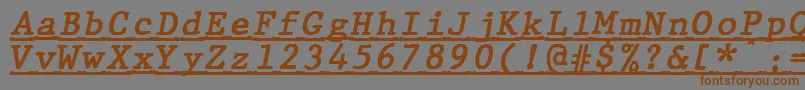 Fonte JMH Typewriter mono Bold Italic Under – fontes marrons em um fundo cinza