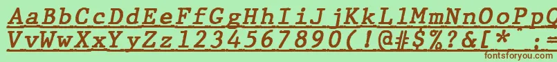 JMH Typewriter mono Bold Italic Under Font – Brown Fonts on Green Background