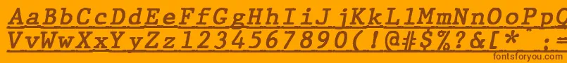 JMH Typewriter mono Bold Italic Under Font – Brown Fonts on Orange Background