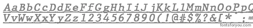 Fonte JMH Typewriter mono Bold Italic Under – fontes cinzas em um fundo branco
