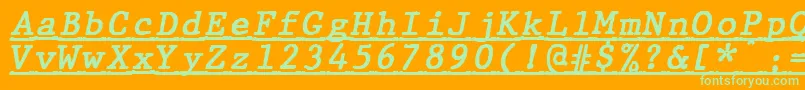 Шрифт JMH Typewriter mono Bold Italic Under – зелёные шрифты на оранжевом фоне