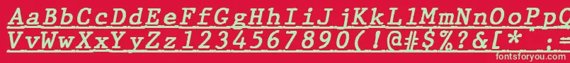 Шрифт JMH Typewriter mono Bold Italic Under – зелёные шрифты на красном фоне