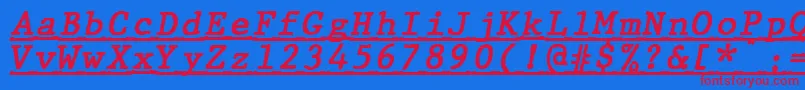 JMH Typewriter mono Bold Italic Under Font – Red Fonts on Blue Background