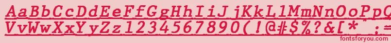 JMH Typewriter mono Bold Italic Under Font – Red Fonts on Pink Background