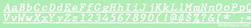 Шрифт JMH Typewriter mono Bold Italic Under – белые шрифты на зелёном фоне