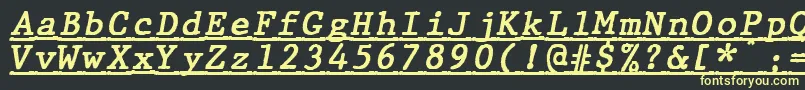 フォントJMH Typewriter mono Bold Italic Under – 黒い背景に黄色の文字