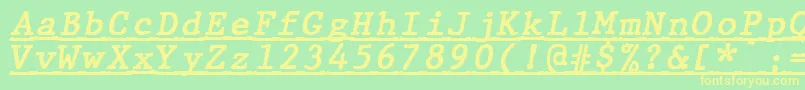 JMH Typewriter mono Bold Italic Under Font – Yellow Fonts on Green Background