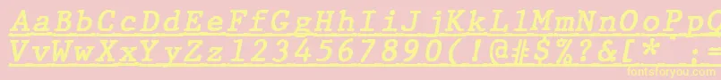 JMH Typewriter mono Bold Italic Under Font – Yellow Fonts on Pink Background
