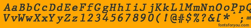 Fonte JMH Typewriter mono Bold Italic – fontes pretas em um fundo laranja