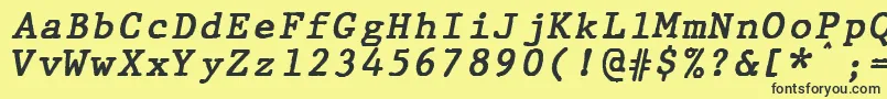 JMH Typewriter mono Bold Italic-fontti – mustat fontit keltaisella taustalla