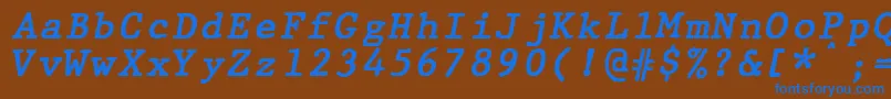 Police JMH Typewriter mono Bold Italic – polices bleues sur fond brun