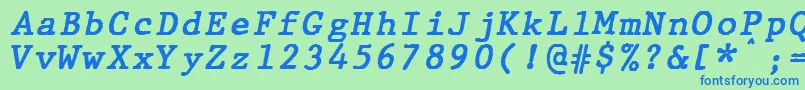 Шрифт JMH Typewriter mono Bold Italic – синие шрифты на зелёном фоне