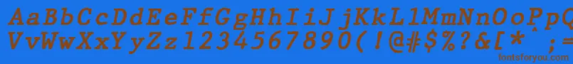 JMH Typewriter mono Bold Italic Font – Brown Fonts on Blue Background