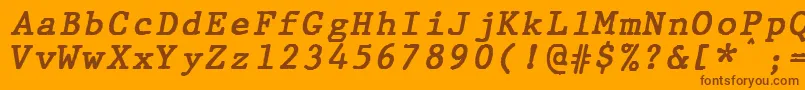 JMH Typewriter mono Bold Italic-fontti – ruskeat fontit oranssilla taustalla