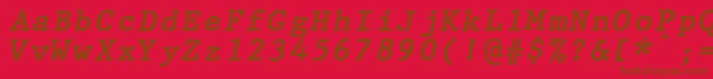 Czcionka JMH Typewriter mono Bold Italic – brązowe czcionki na czerwonym tle