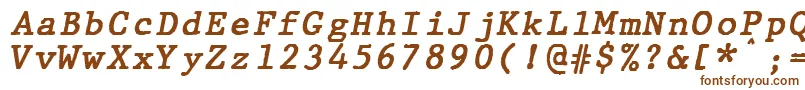 フォントJMH Typewriter mono Bold Italic – 白い背景に茶色のフォント