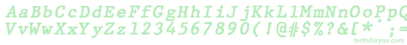 フォントJMH Typewriter mono Bold Italic – 白い背景に緑のフォント