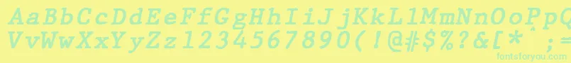 Czcionka JMH Typewriter mono Bold Italic – zielone czcionki na żółtym tle
